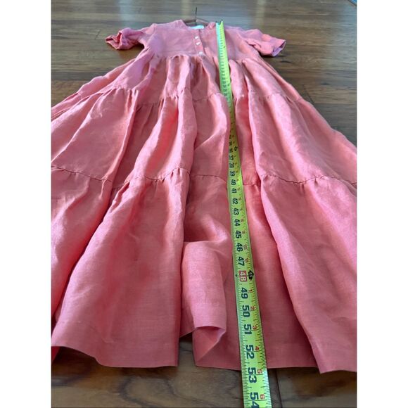 Boho Linen Maxi Dress by HELSOL, Coral, Handmade in Mexico - Picture 9 of 14